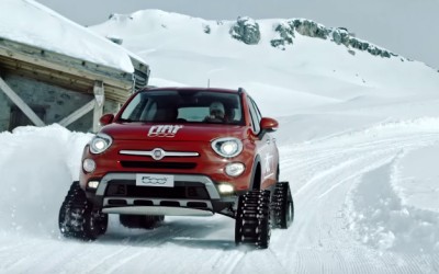 Fiat 500X με ερπύστριες χιονιού (video)