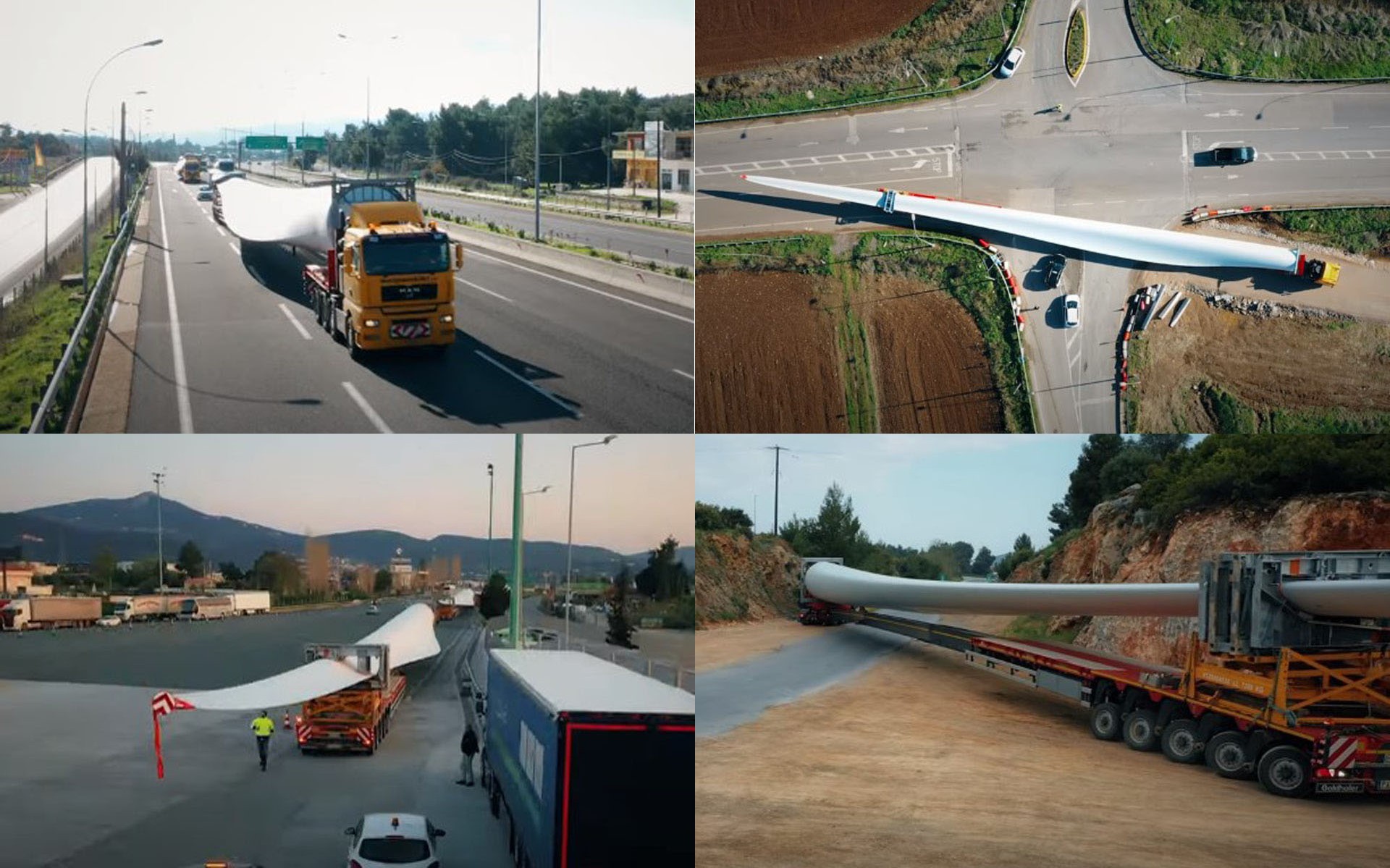 Δύσκολες μανούβρες: Έτσι μεταφέρονται οι ανεμογεννήτριες (video)