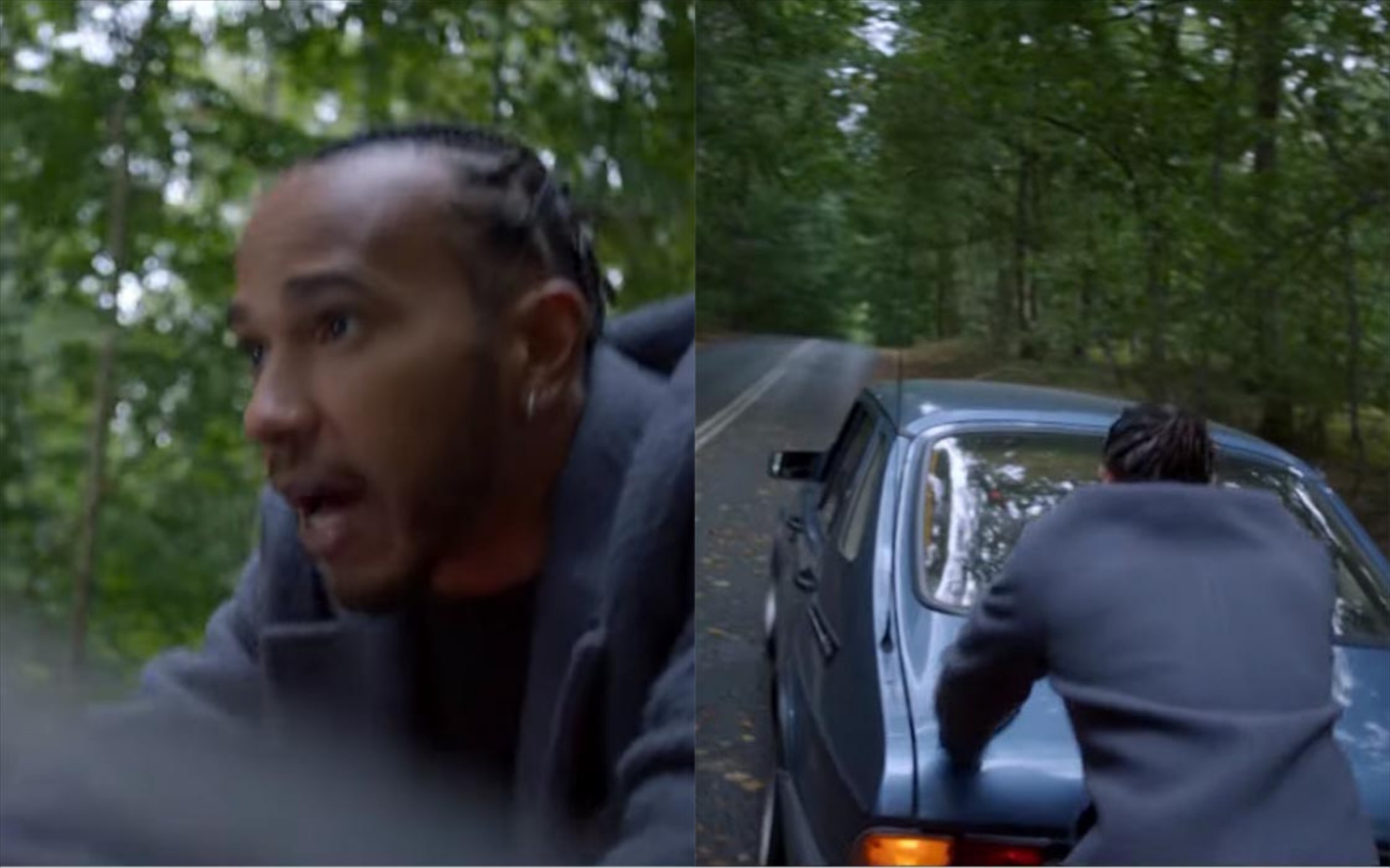 O Hamilton σπρώχνει ένα χαλασμένο SAAB [Video]