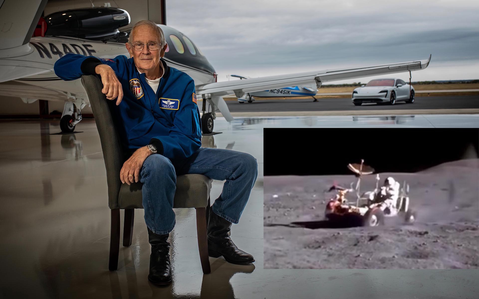 Video: Ο αστροναύτης που οδήγησε στη Σελήνη, στο τιμόνι της ηλεκτρικής Porsche