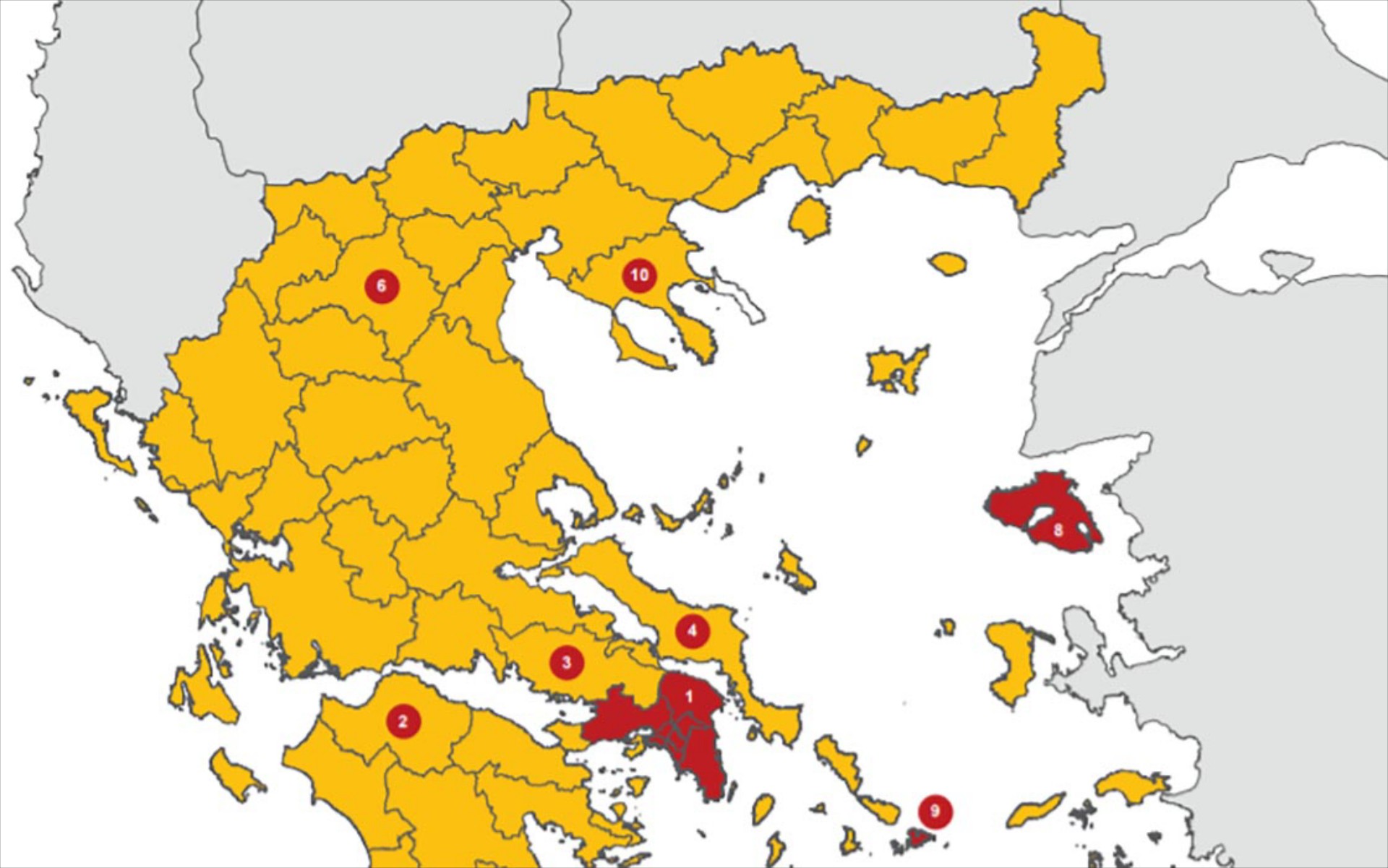 Κορονοϊός: Αυτός είναι ο νέος χάρτης με τις κίτρινες και κόκκινες περιοχές