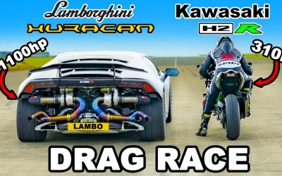 Τρομερή κόντρα μεταξύ Lamborghini Huracan και Kawasaki H2R [Video]
