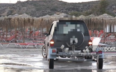 Απίστευτα πράγματα: Μπήκε με το τζιπ και το τρέιλερ στην παραλία στο Ελαφονήσι [video]