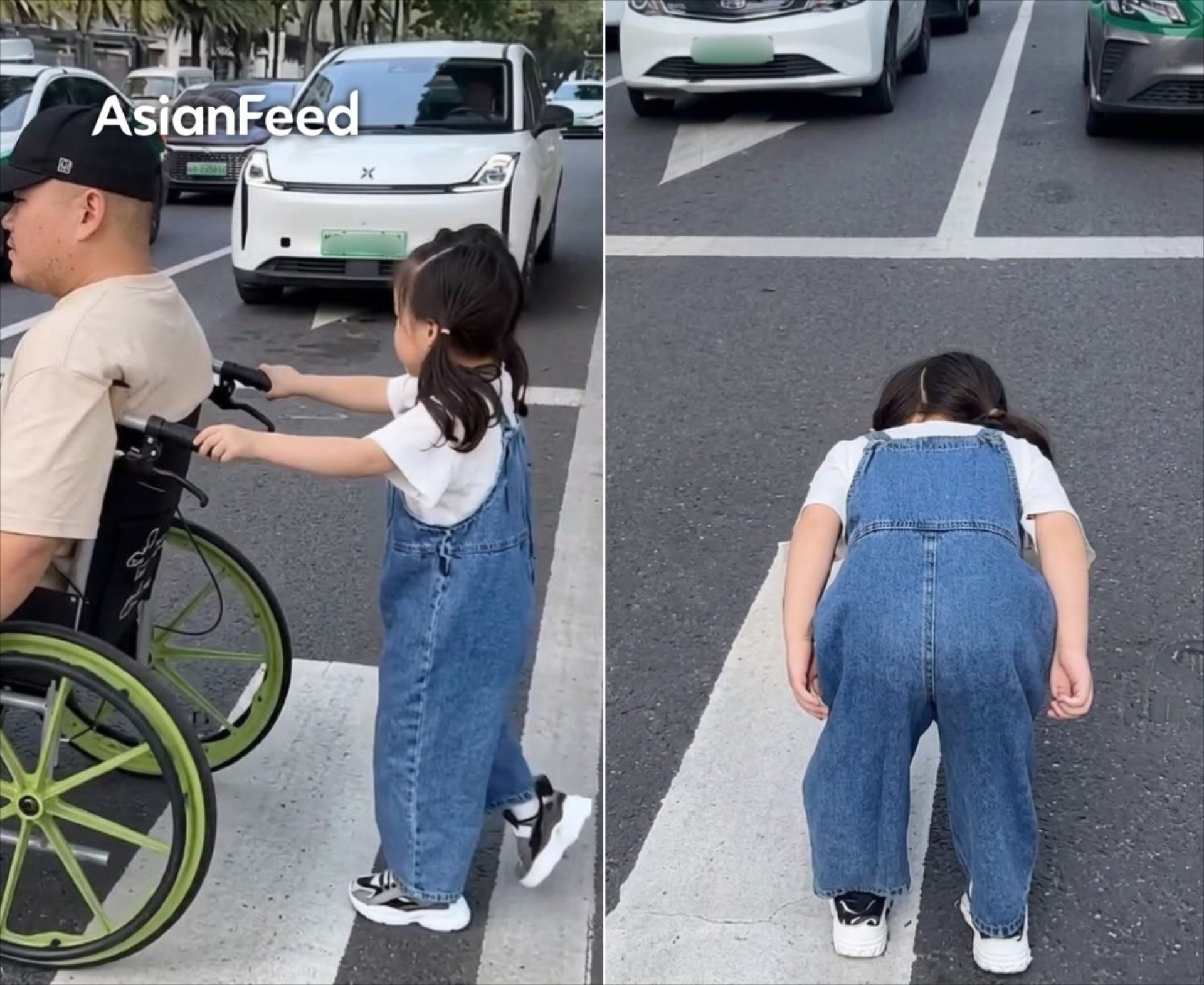 Κοριτσάκι στην Κίνα που βοηθά τον μπαμπά της υποκλίνεται στους οδηγούς – Το video που έγινε viral 