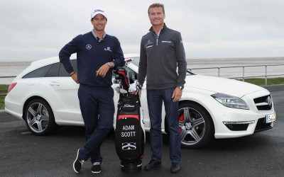 O Coulthard σοφέρ στον γκόλφερ Adam Scott