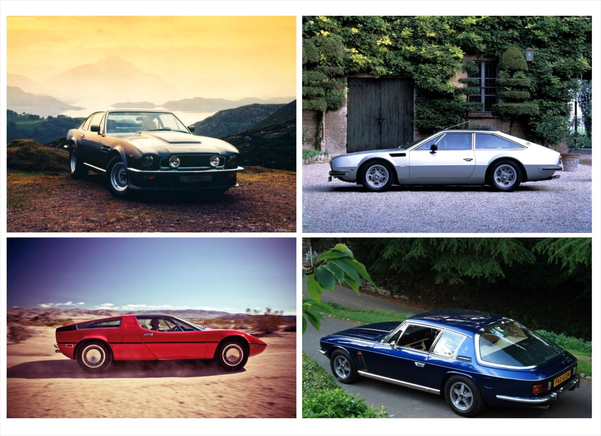 Aston Martin V8 – Jensen SP – Lamborghini Jarama GT S – Maserati Bora: Στην κορυφή των επιλογών

