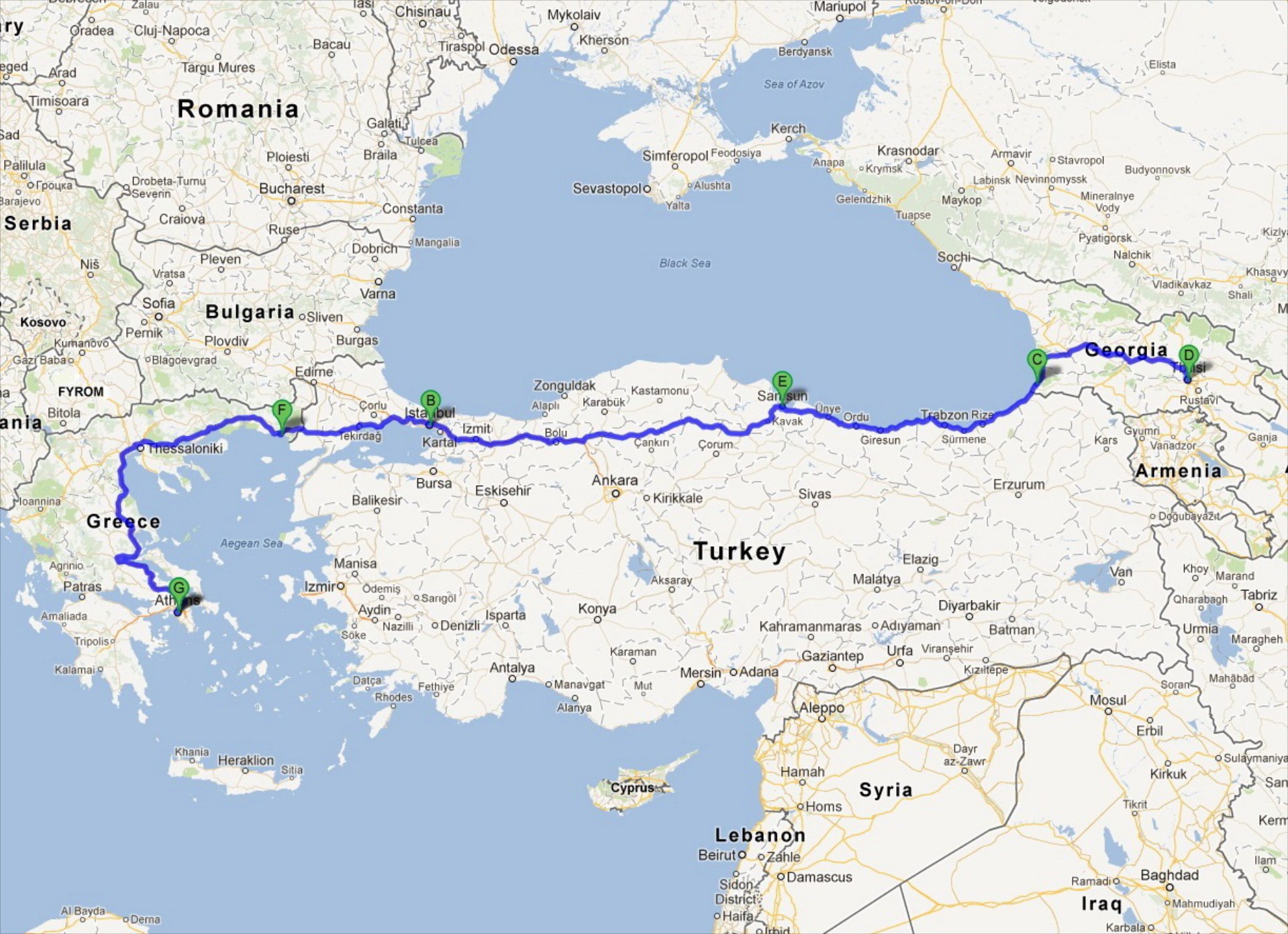 ROUTE 2012: Greece-Turkey-Georgia