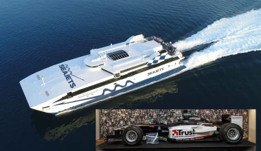 Ένα μονοθέσιο της Formula 1 μέσα στο γρηγορότερο πλοίο