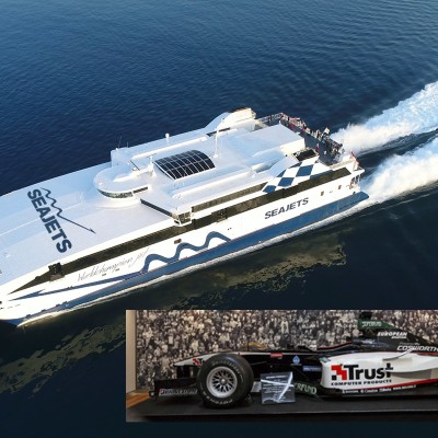 Ένα μονοθέσιο της Formula 1 μέσα στο γρηγορότερο πλοίο