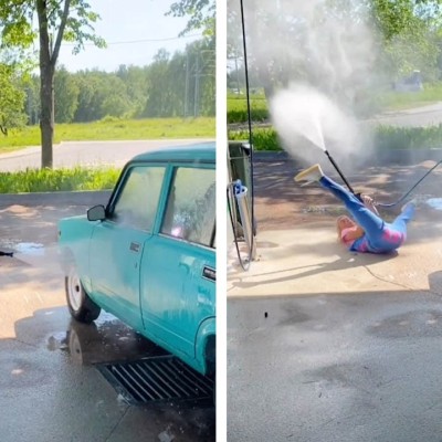 Πιεστικό βγάζει νοκ άουτ γυναίκα που επιχειρεί να πλύνει το αυτοκίνητο της [Video]