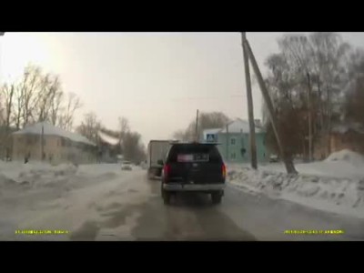Russian truck driver in action
